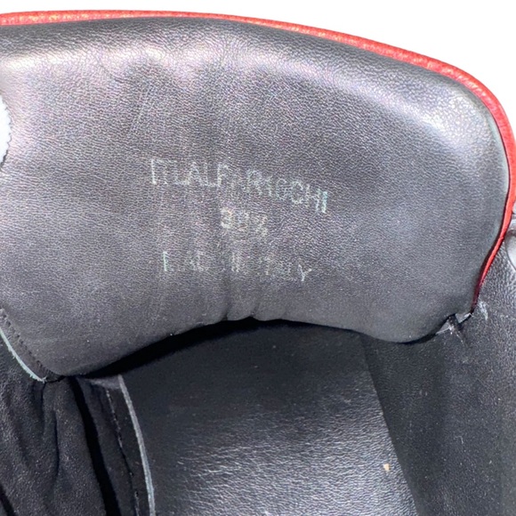 BURBERRY Black & Burgundy Leather Snake Print Buckle Women's Sneakers 38.5-8.5US - Picture 8 of 12